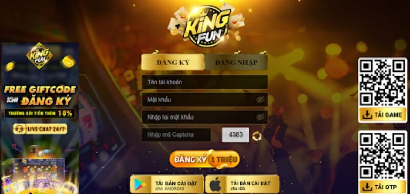 Hướng dẫn đăng ký tài khoản tại King fun