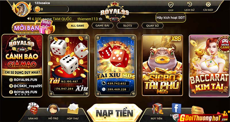 Game bài đổi thưởng Royal99 mang cơ hội làm giàu cho game thủ Việt