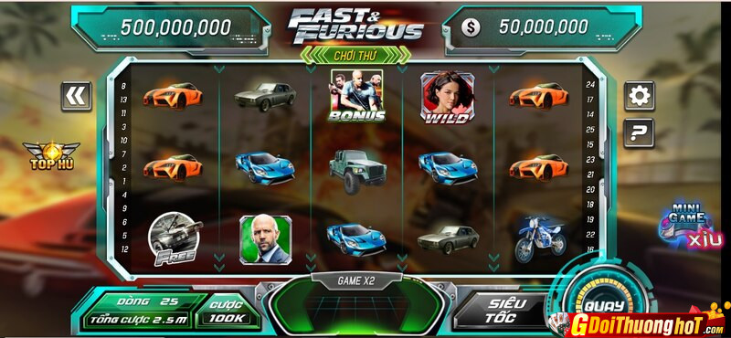 Fast and Furious Slot đại chiến cày hũ siêu hot nhất tại B52 Game